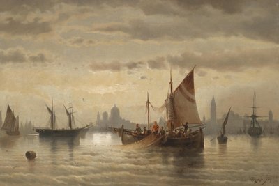 Sailing Ships in Front of Venice by Albert Rieger